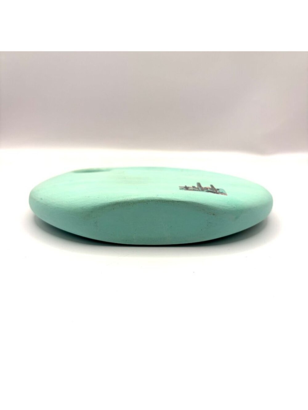 Vintage Southwest Ceramic Turquoise Bud Vase with Hand-Painted Native American F - Picture 5 of 5